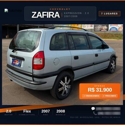 CHEVROLET ZAFIRA 2.0 MPFI EXPRESSION 8V FLEX 4P AUTOMÁTICO CHEVROLET ZAFIRA 2.0 MPFI EXPRESSION 8V FLEX 4P AUTOMÁTICO